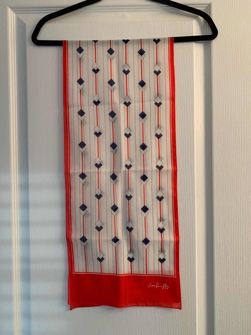 Patterned Scarf Duo in Navy, White & Red - Picture 6 of 7